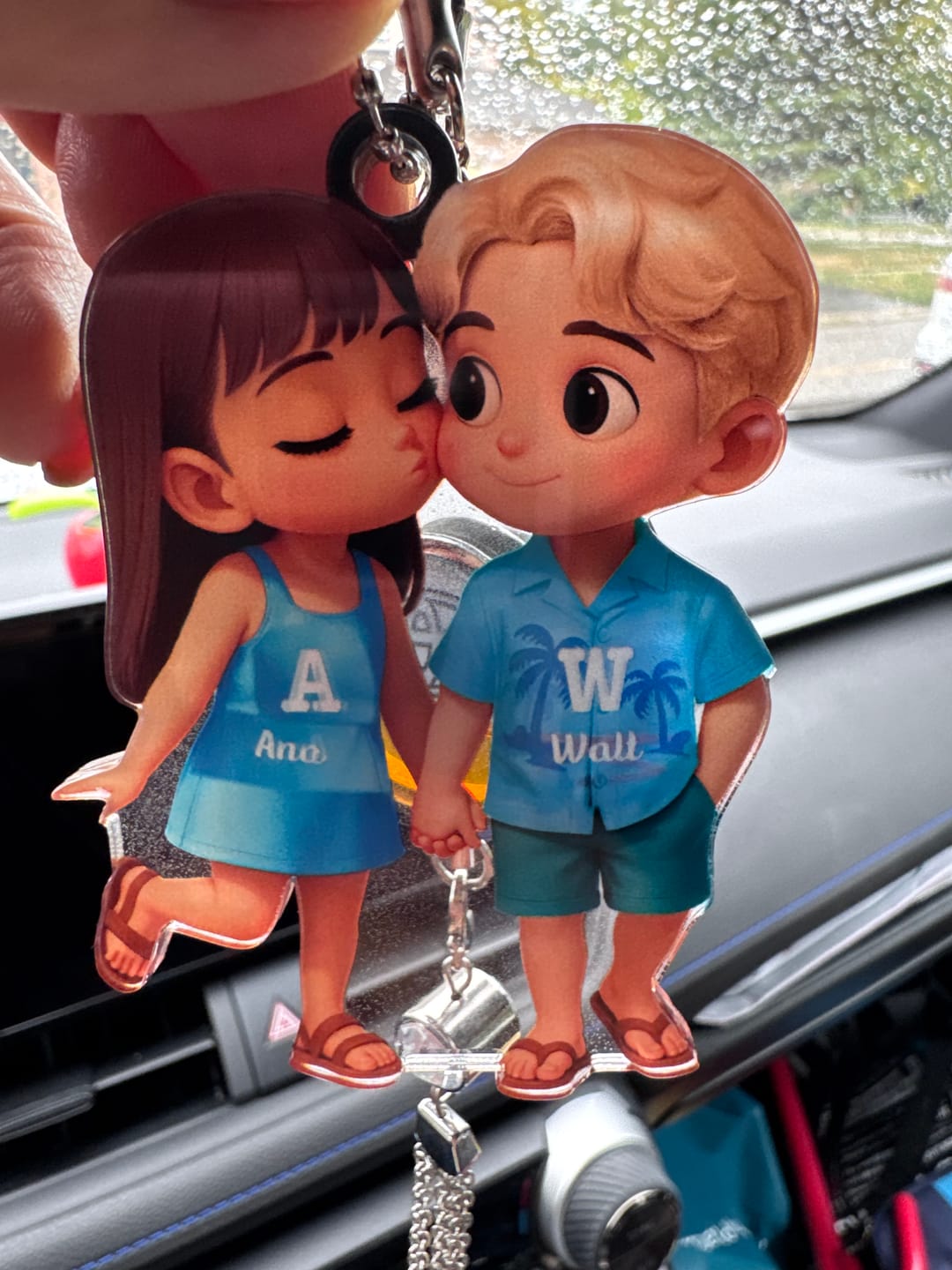 Customer photo review of Cute Cartoon Couple Summer Vibe Personalized Acrylic Ornament, Gift for him, Gift for her