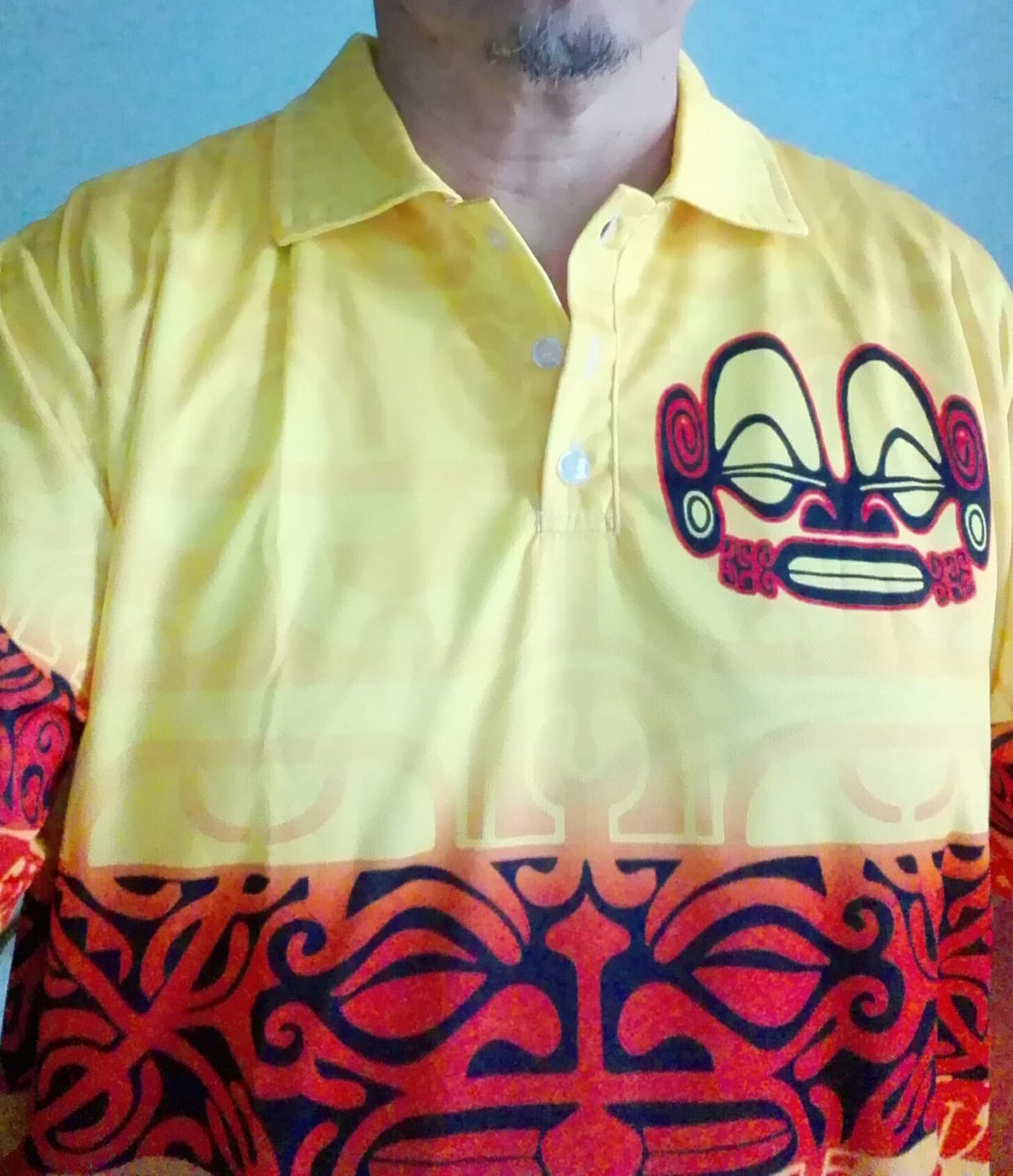 Customer photo review of Custom Marquesas Islands Polo Shirt Marquesan Tattoo Special Style Gradient Yellow LT8