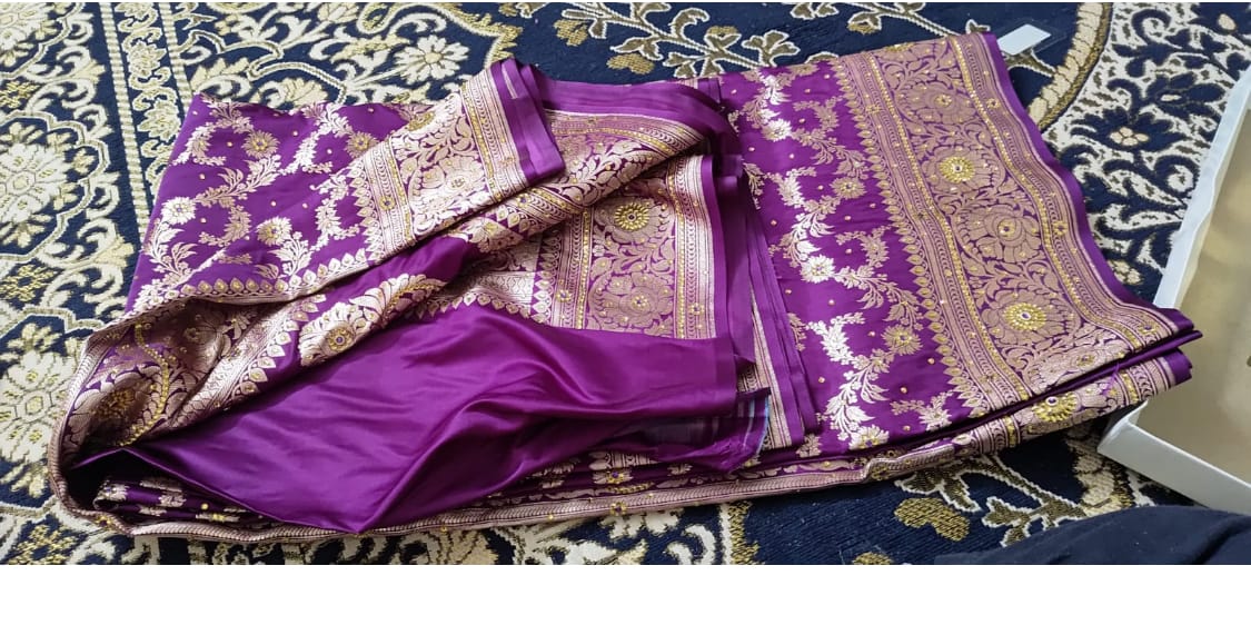 Customer photo review of Purple Moglai Jaal Katan Silk Banarasi Saree