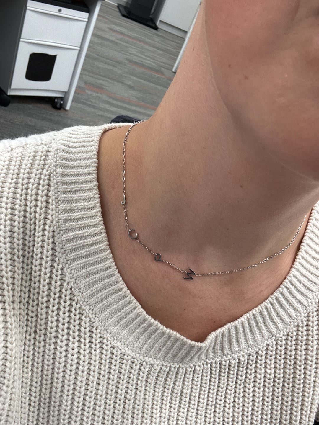 Customer photo review of Personalized Sideway Initial Necklace 18K Best Seller