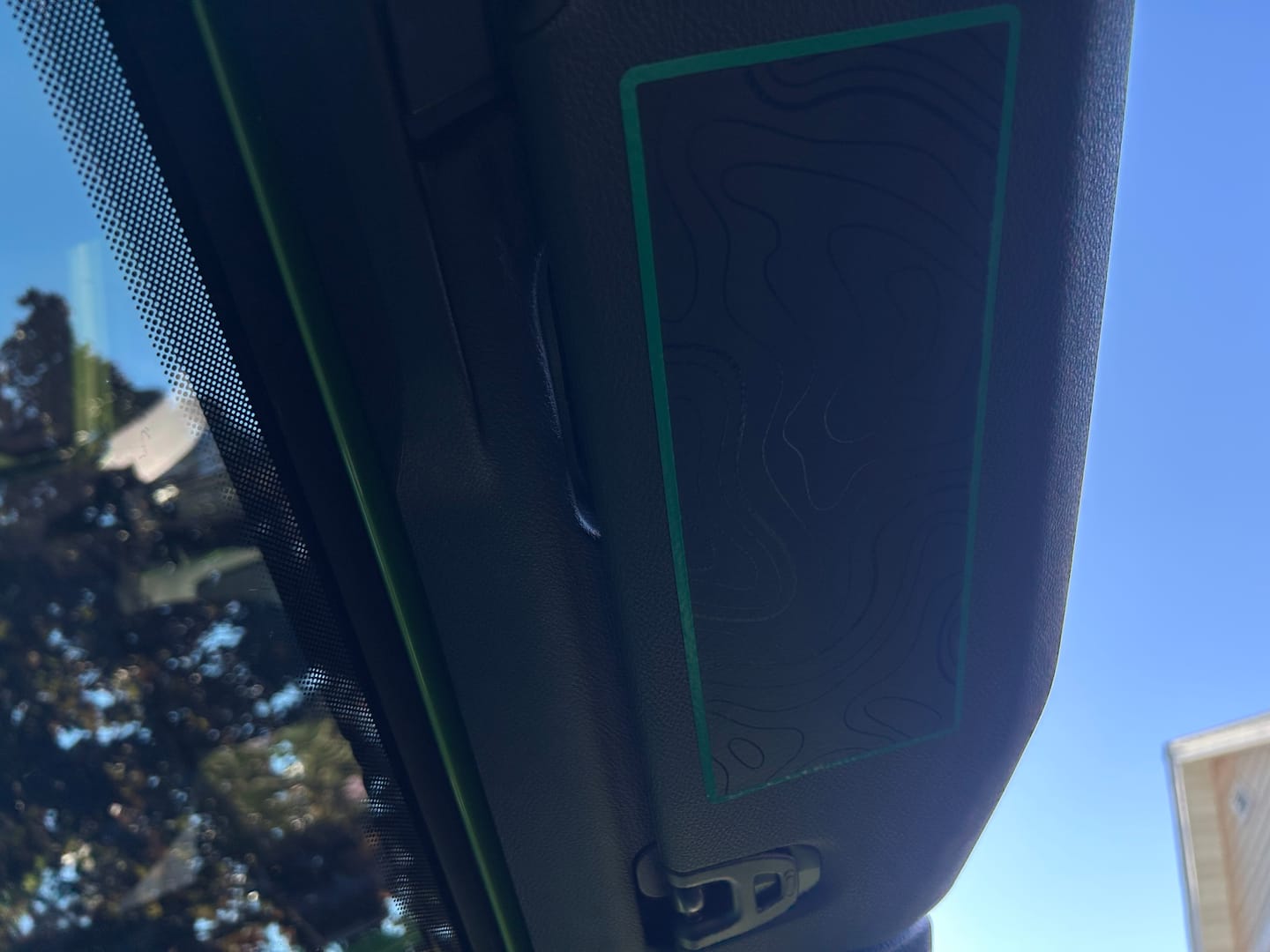 Customer photo review of Sun Visor Decal Set – Covers OEM Warning Labels | Driver + Passenger Pair