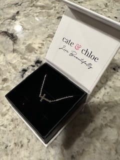 Customer photo review of Nancy 18k White Gold Plated Cross Pendant Necklace