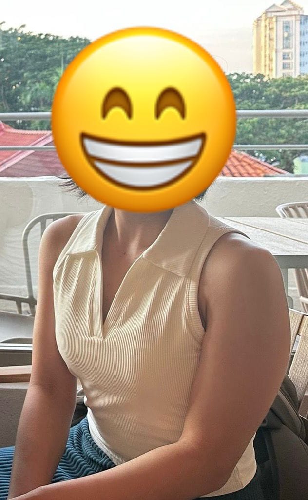 Customer photo review of Sculpted Ease Padded Polo Tank