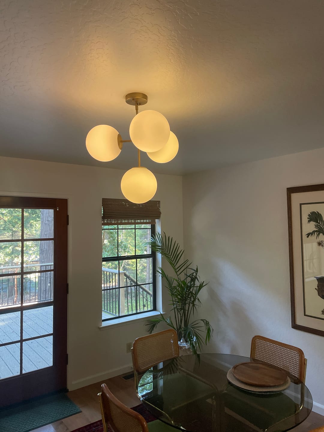 Customer photo review of 4-Light Opal Glass Globe Sputnik Semi Flush Chandelier