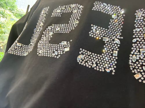 Customer photo review of Rhinestone Religious JESUS T-shirt-203
