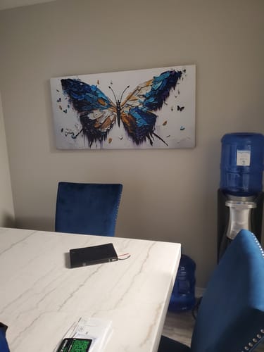 Customer photo review of BLUE WINGED BUTTERFLY CANVAS