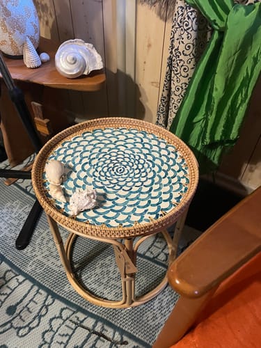 Customer photo review of Bloom Rattan Table
