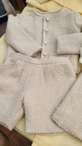 Customer photo review of 3 Metres Premium Wool Rich Fabric 55" Wide (Cream)