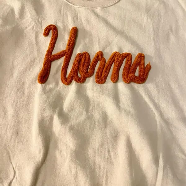 Customer photo review of Custom College Chenille Team Name Embroidered Sweatshirt