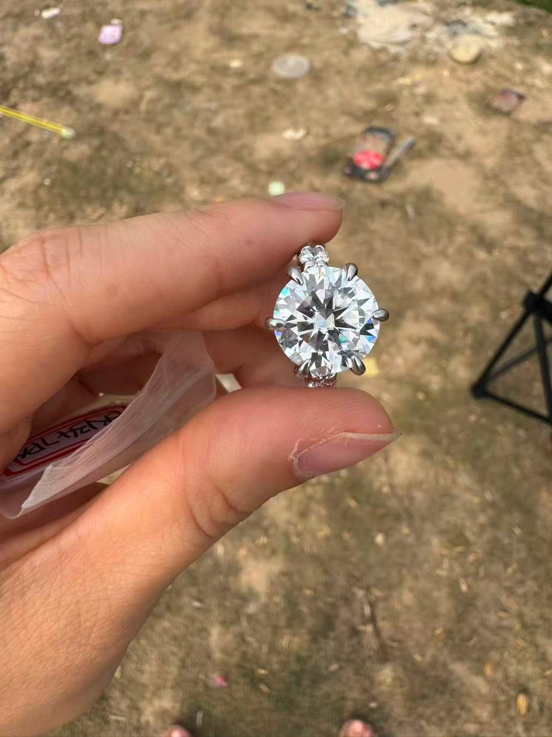 Customer photo review of S925 Moissanite 6.0Ct Round Cut Luxe Engagement Ring in Sterling Silver