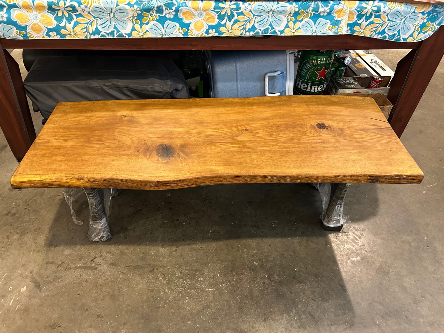 Customer photo review of Bench Legs 103 Haru 16H for Dining Live Edge Tabletop