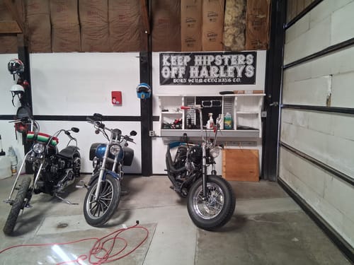 Customer photo review of KEEP HIPSTERS OFF HARLEYS BANNER