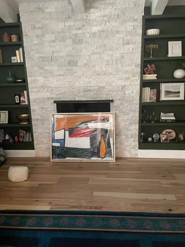 Customer photo review of Hand-Painted Modern Vibrant Geometric Abstract Oil Painting for Living Room or Office