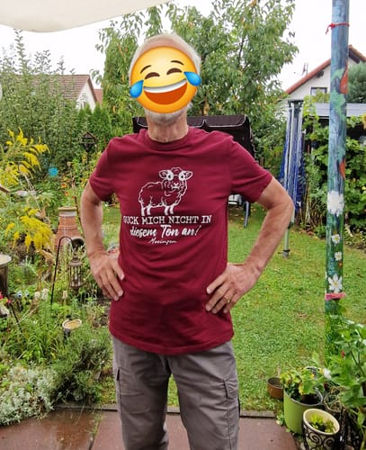 Customer photo review of Guck mich nicht in diesem Ton an! · Herren Premium Bio T-Shirt