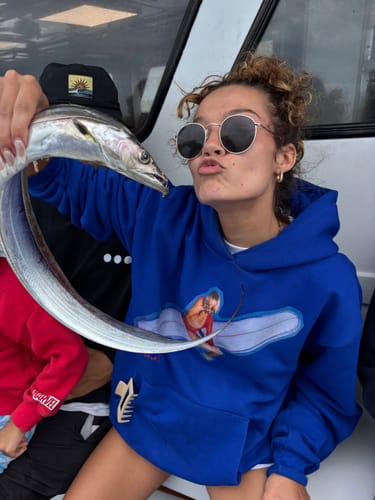 Customer photo review of surf's up blue hoodie