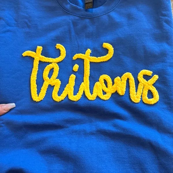 Customer photo review of Custom College Chenille Team Name Embroidered Sweatshirt