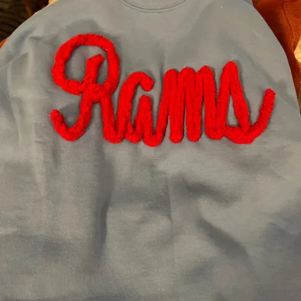 Customer photo review of Custom College Chenille Team Name Embroidered Sweatshirt