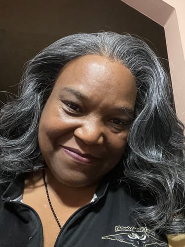 Customer photo review of Outre Airtied Human Hair Blend Glueless 13x6 HD Lace Front Wig - HHB-SOFT CURLS 18"