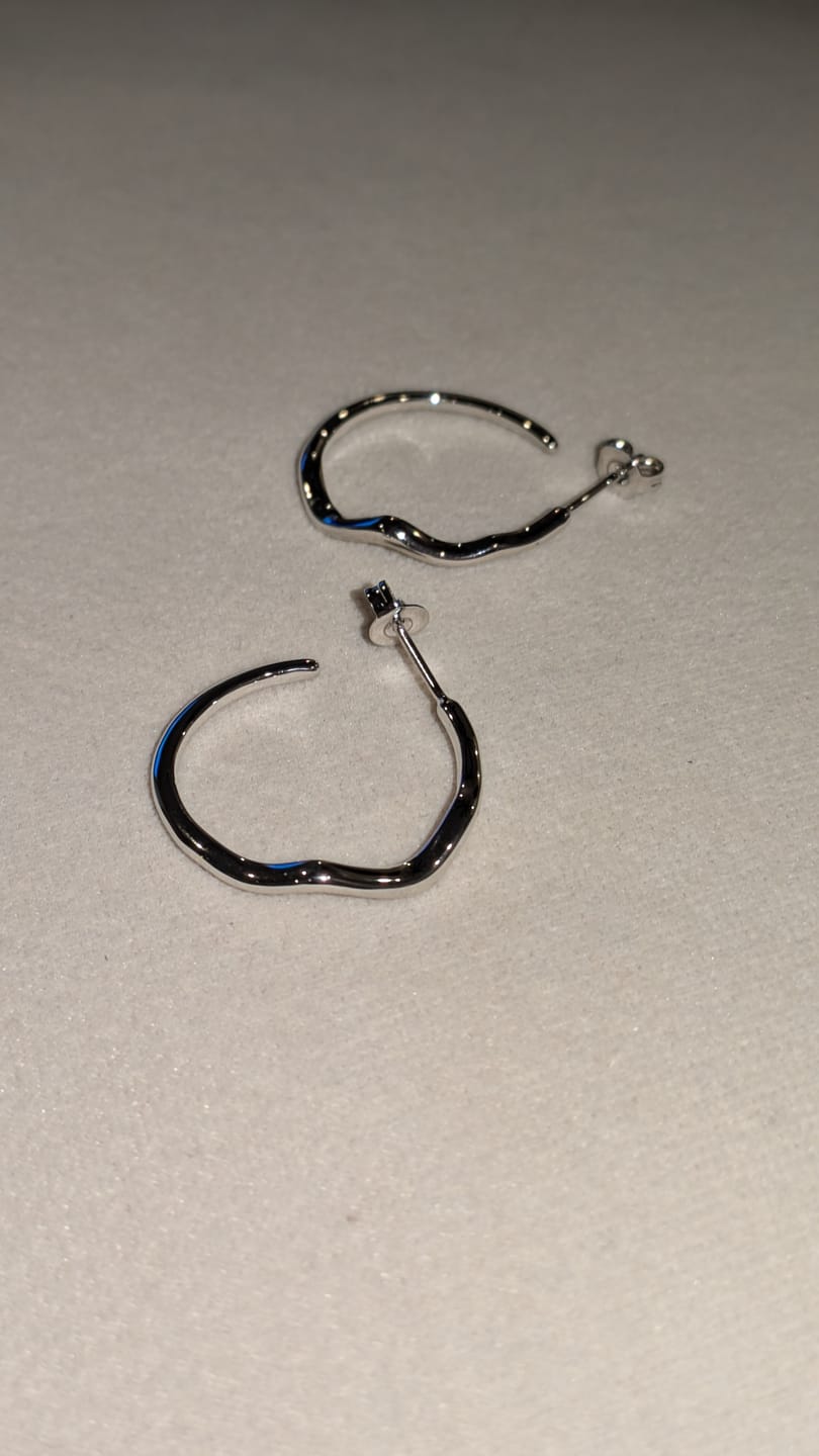 Customer photo review of Serena 18k White Gold Plated 22mm Wavy Hoop Earrings