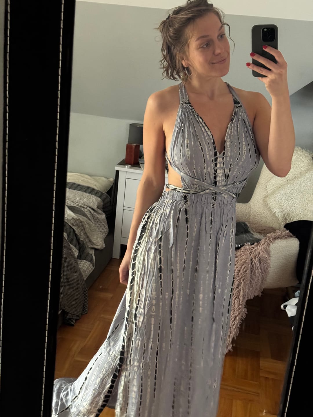 Customer photo review of Tie Dye Dress Kiana Light Grey