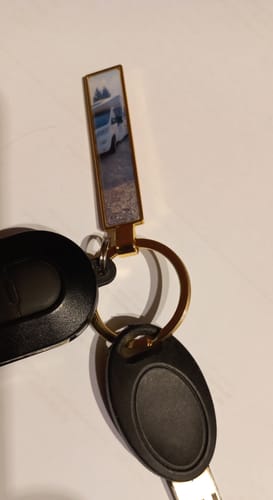 Customer photo review of Metall Schlüsselanhänger personalisiert mit Name, Text, Spruch und Foto