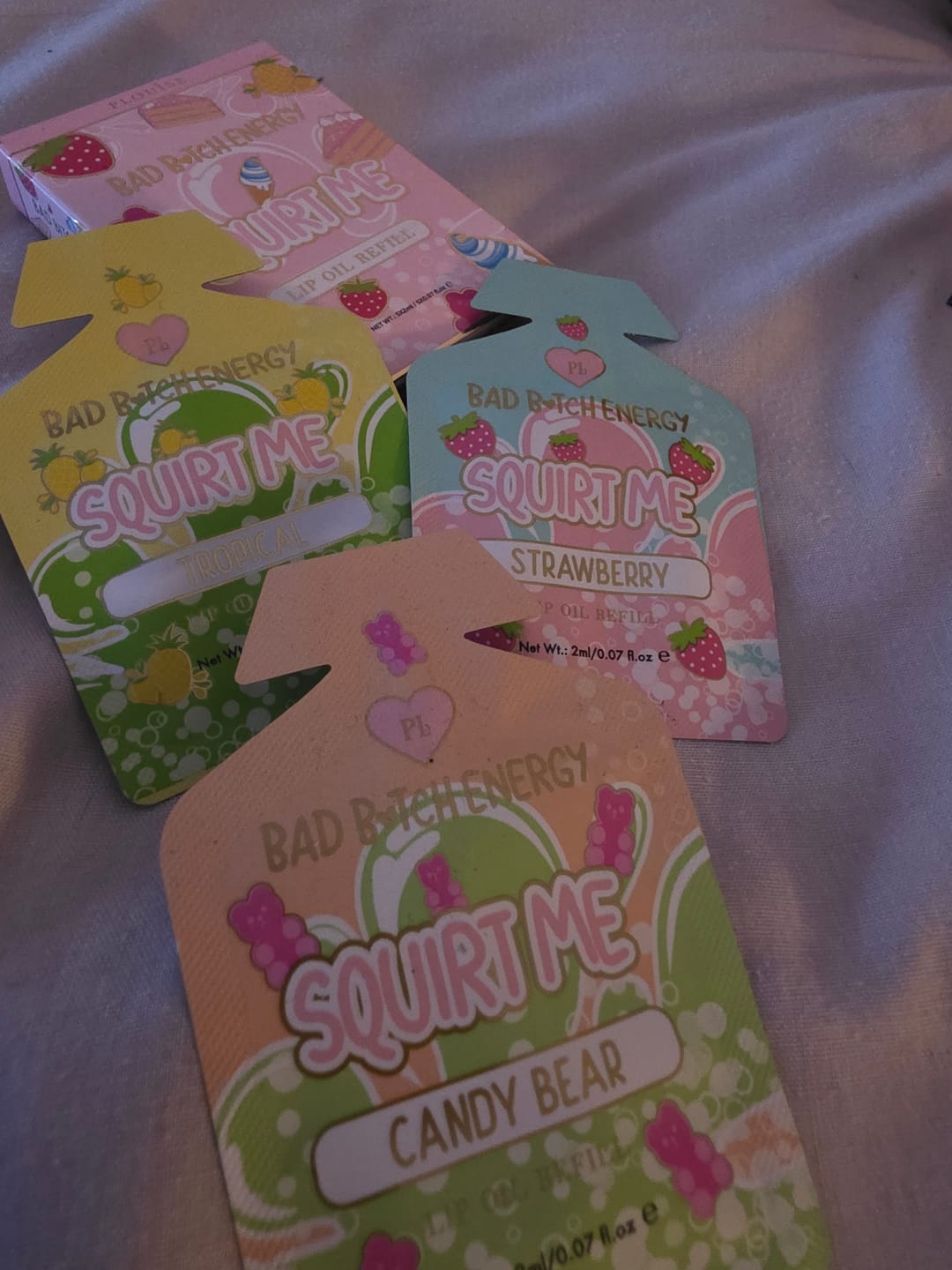 Customer photo review of P. Louise Squirt Me Lip Oil Refill Sachet Packs 2ml