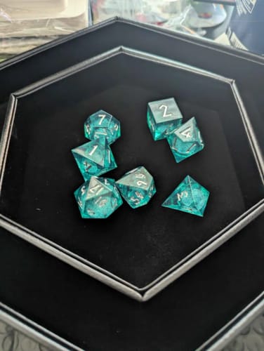 Customer photo review of Forbidden Lake Liquid Core Dice Set