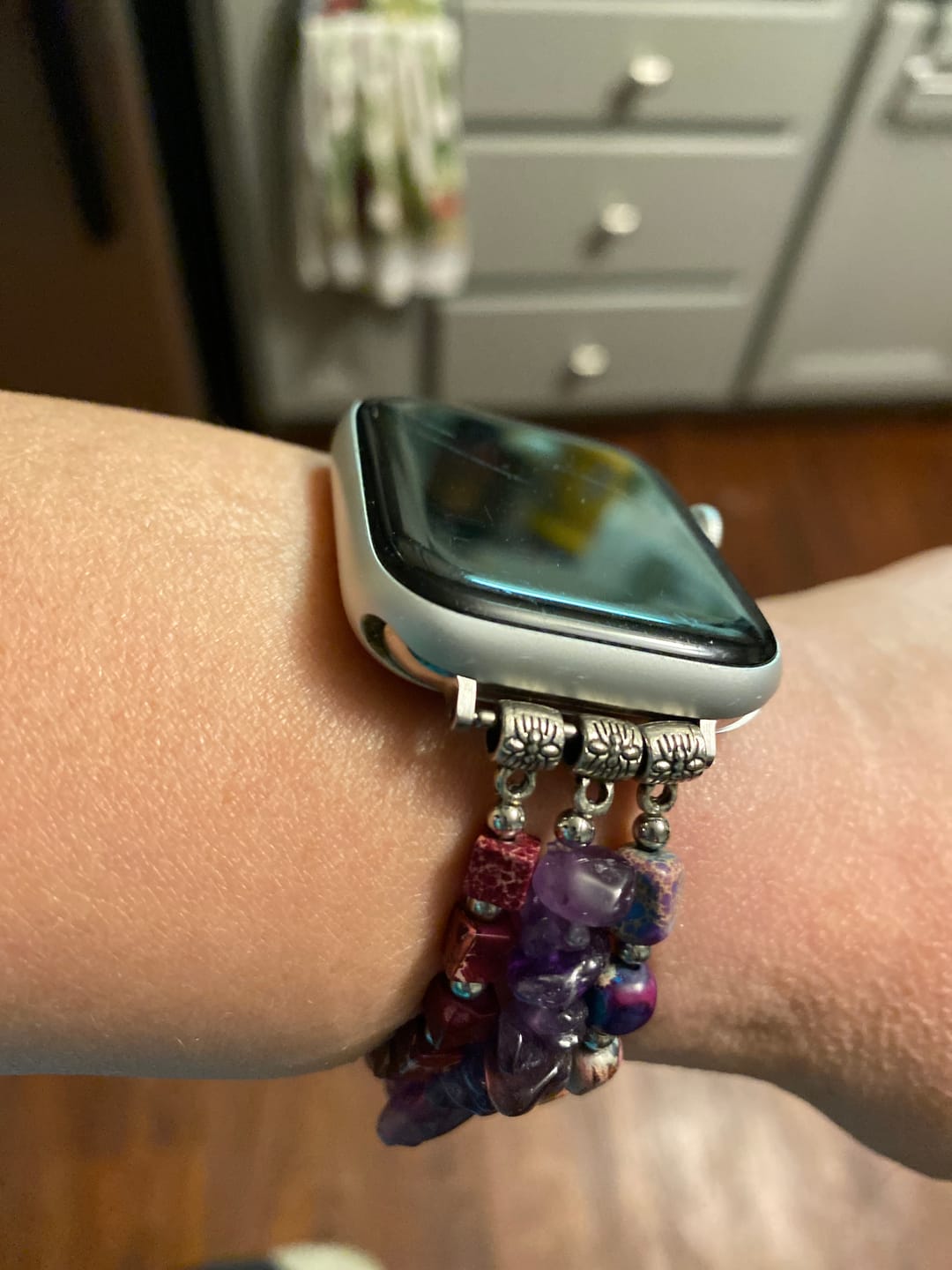 Customer photo review of Royal Amethyst Stretch Apple Watch Strap