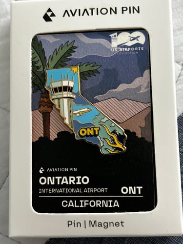 Customer photo review of Airport Enamel Pin | ONT - California