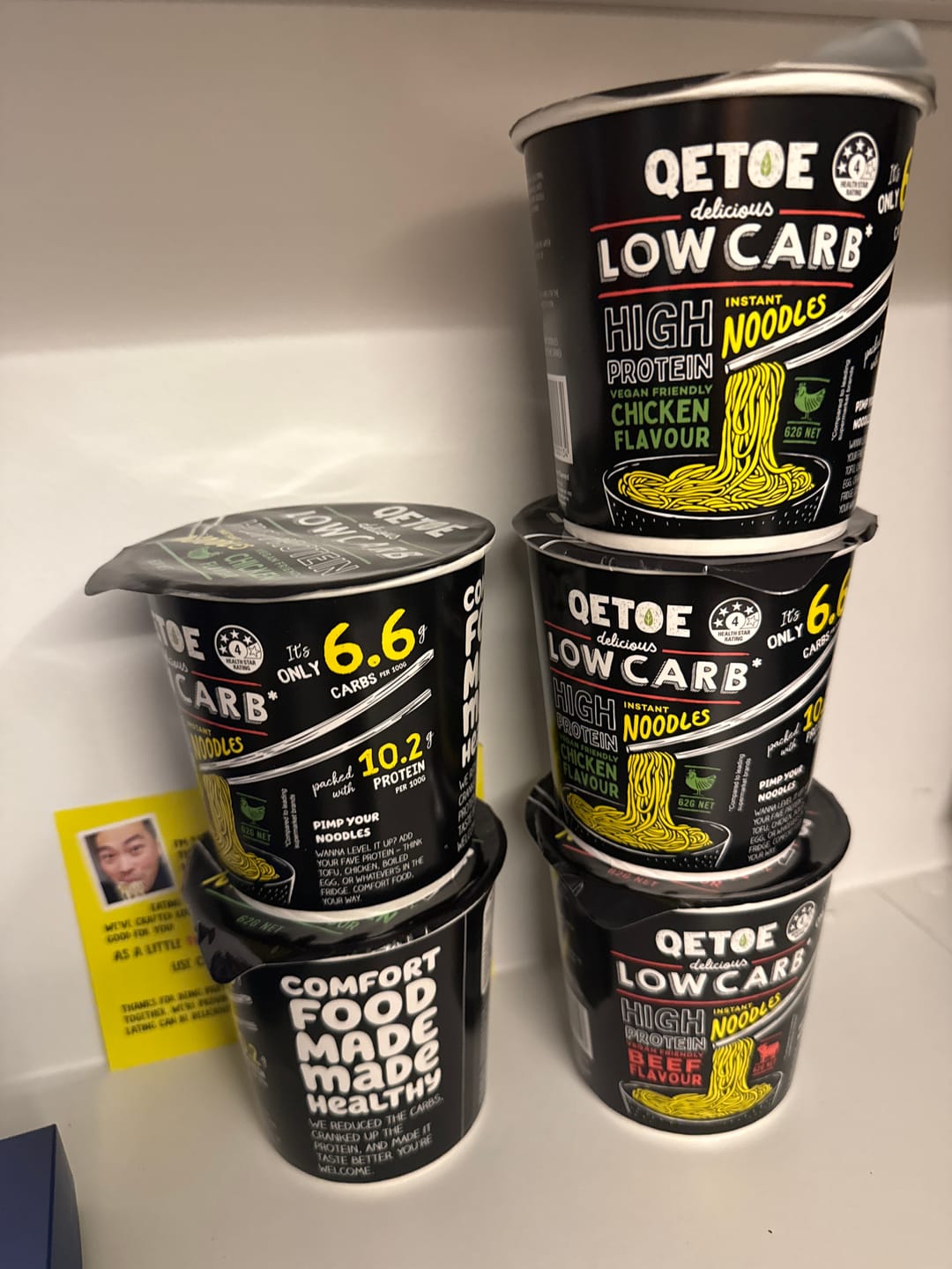 Customer photo review of Qetoe Low Carb High Protein Instant Cup Noodle - Beef Flavour