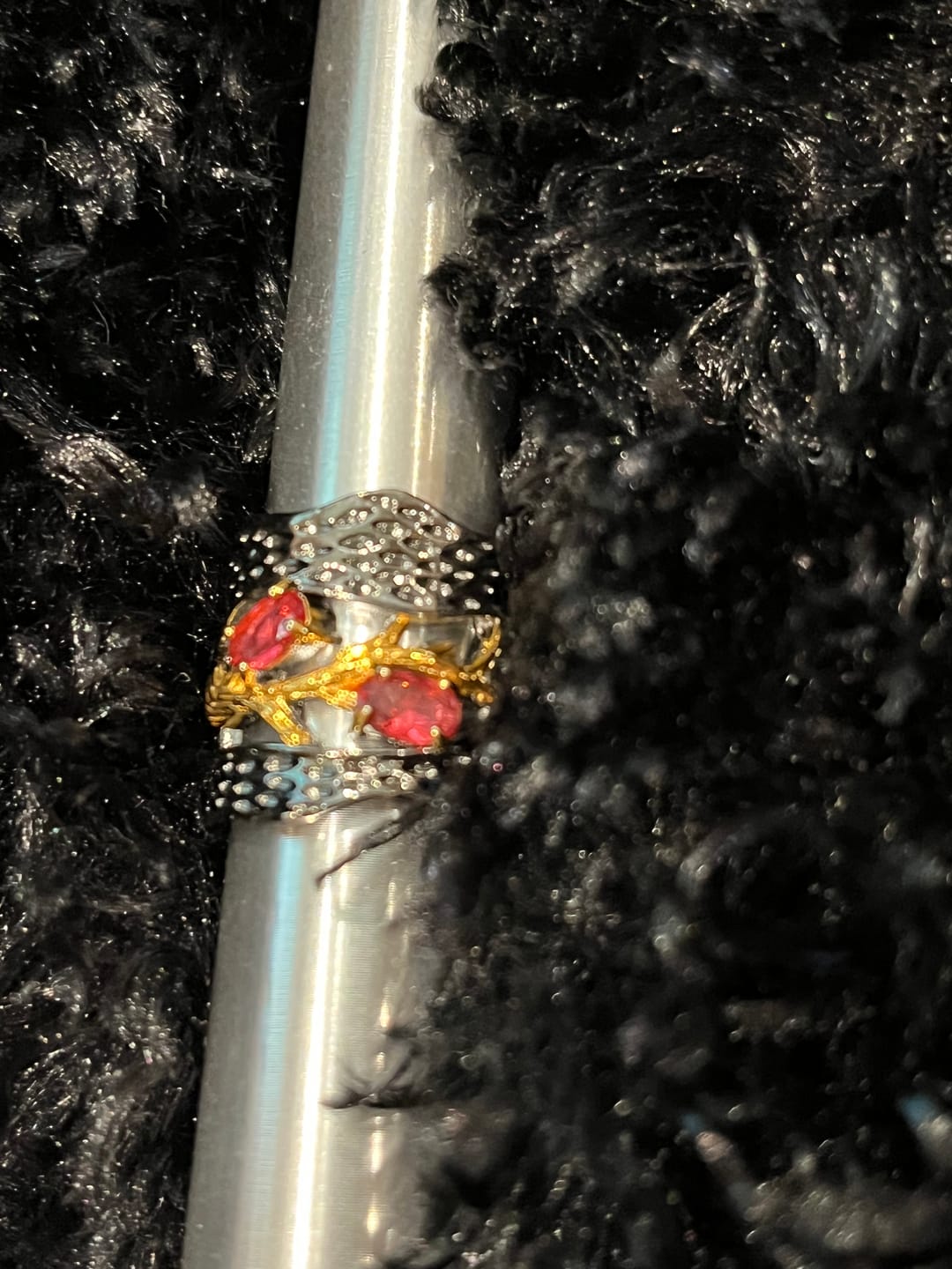 Customer photo review of Retro Red Garnet Ring