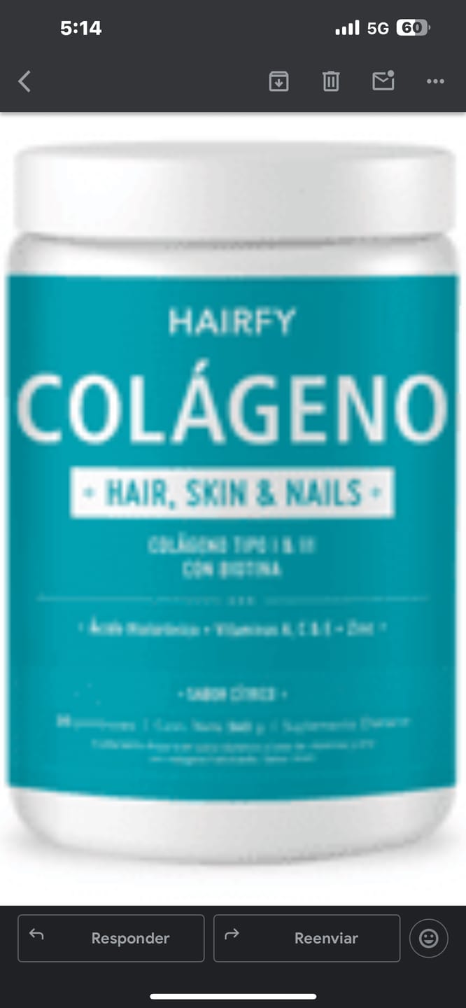 Customer photo review of Colágeno Hair, Skin & Nails