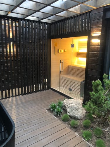 Customer photo review of Nordhaus Ice Bath - Matte Black - Fluted + 4-6 Person Traditional Sauna