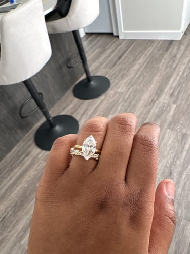 Customer photo review of 4.0Ct Marquise Cut Wedding Ring Set With Marquise Cut & Round Cut Wedding Band