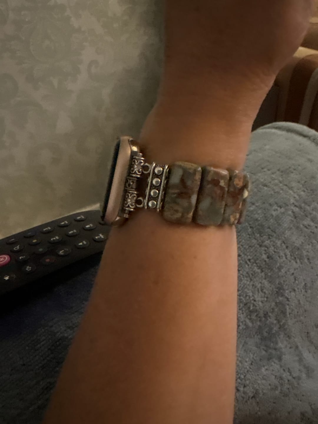 Customer photo review of Earth Tibetan Jasper Stretch Apple Watch Strap