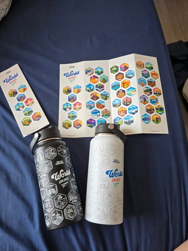 Customer photo review of Let's Wander™ World Explorer Water Bottle + Stickers