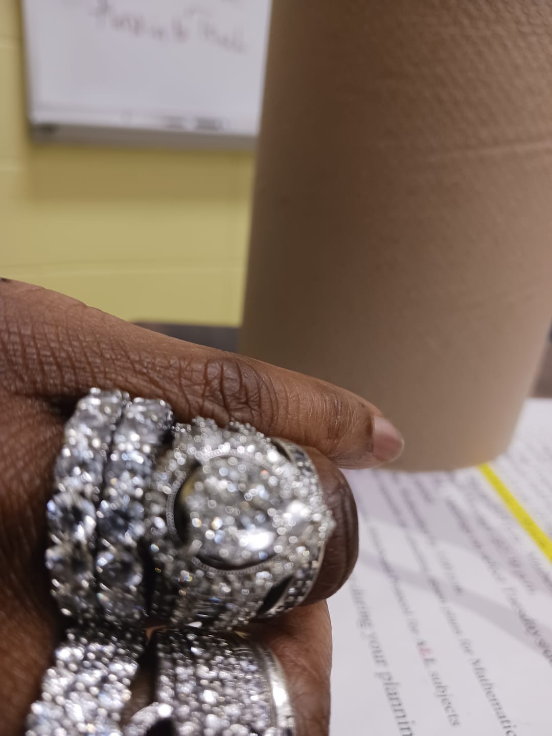 Customer photo review of Louily 5 Ct Luxury Eternity Round Cut Wedding Band In Sterling Silver