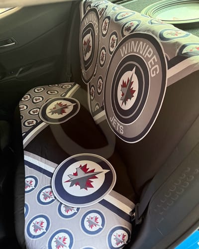 Customer photo review of Winnipeg Jets Car Back Seat Cover Custom Car Decorations For Fans