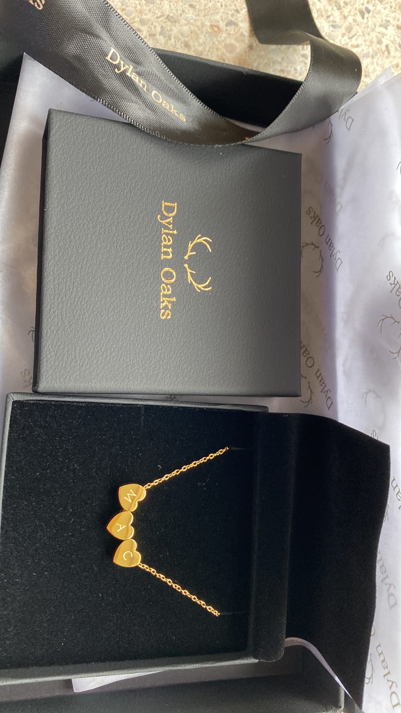 Customer photo review of Amo Heart Triple Bead Necklace in Gold
