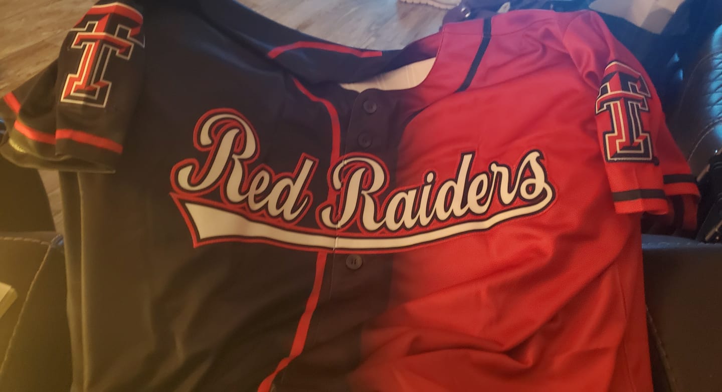 Customer photo review of Custom Red White-Black Gradient Fashion Authentic Baseball Jersey