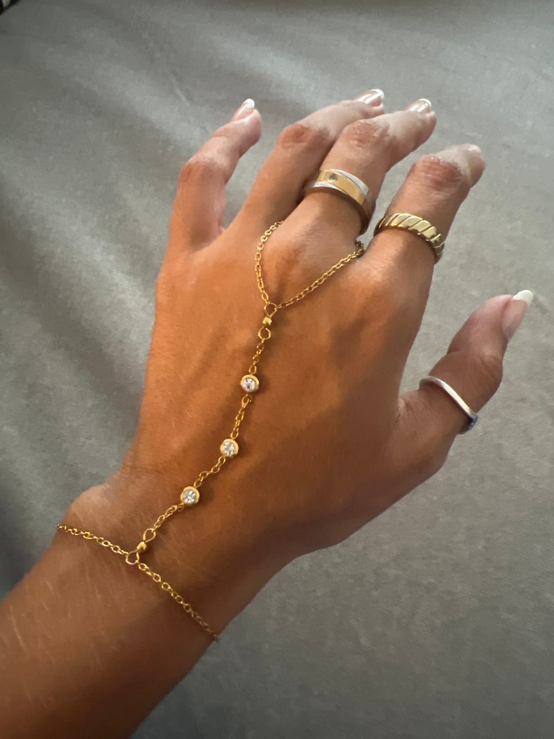 Customer photo review of Freya Crystal Hand Chain Bracelet