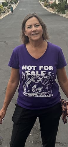 Customer photo review of Not For Sale Public Lands Bulldozer Women's V-Neck Tee