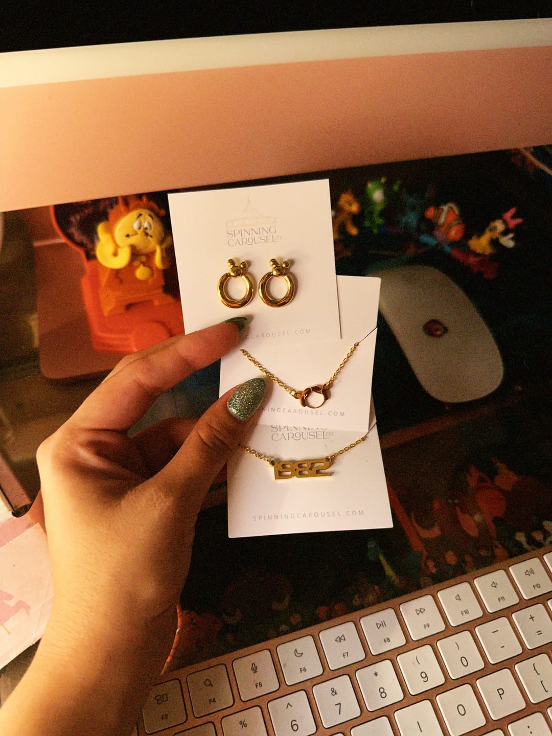 Customer photo review of Mini Leader of the Club Earrings
