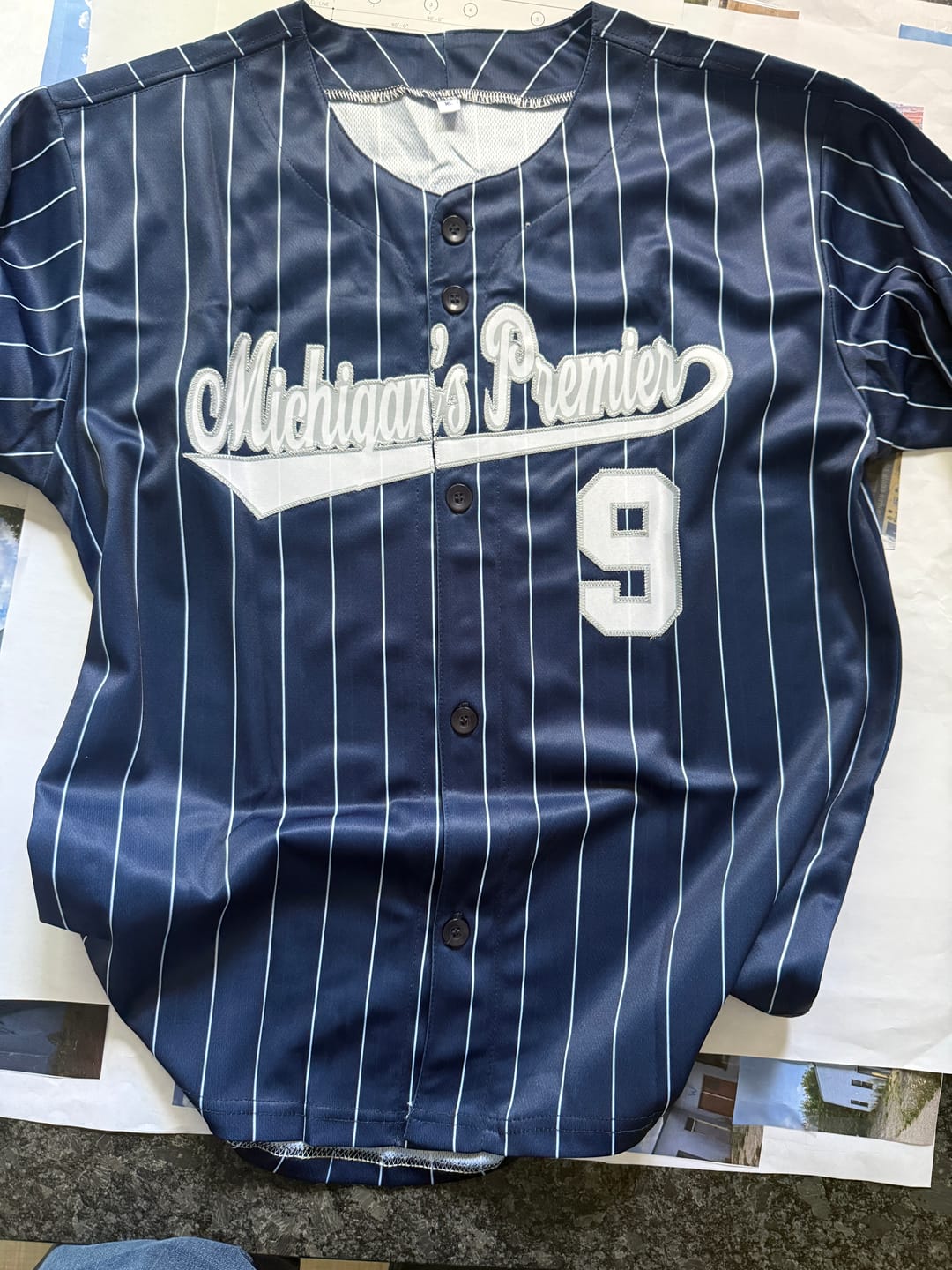 Customer photo review of Custom Navy White-Gray Stripe Fashion Authentic Baseball Jersey