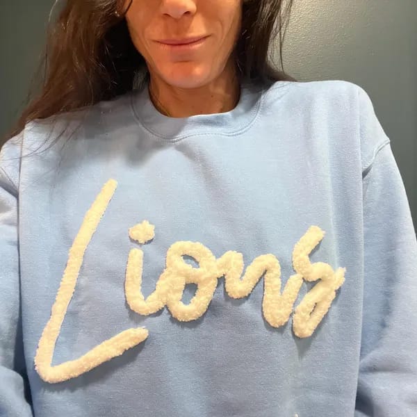 Customer photo review of Custom College Chenille Team Name Embroidered Sweatshirt
