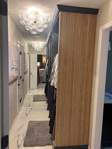 Customer photo review of 3-Light Cluster Ribbed Glass Bubble Semi Flush Chandelier