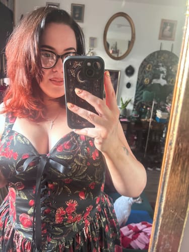 Customer photo review of Ambrosia Dress in Pomegranate Print