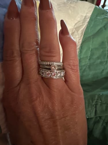 Megan M. review of Triple Pave Moissanite Half Eternity Wedding Band Stackable Ring image 1 out of 1