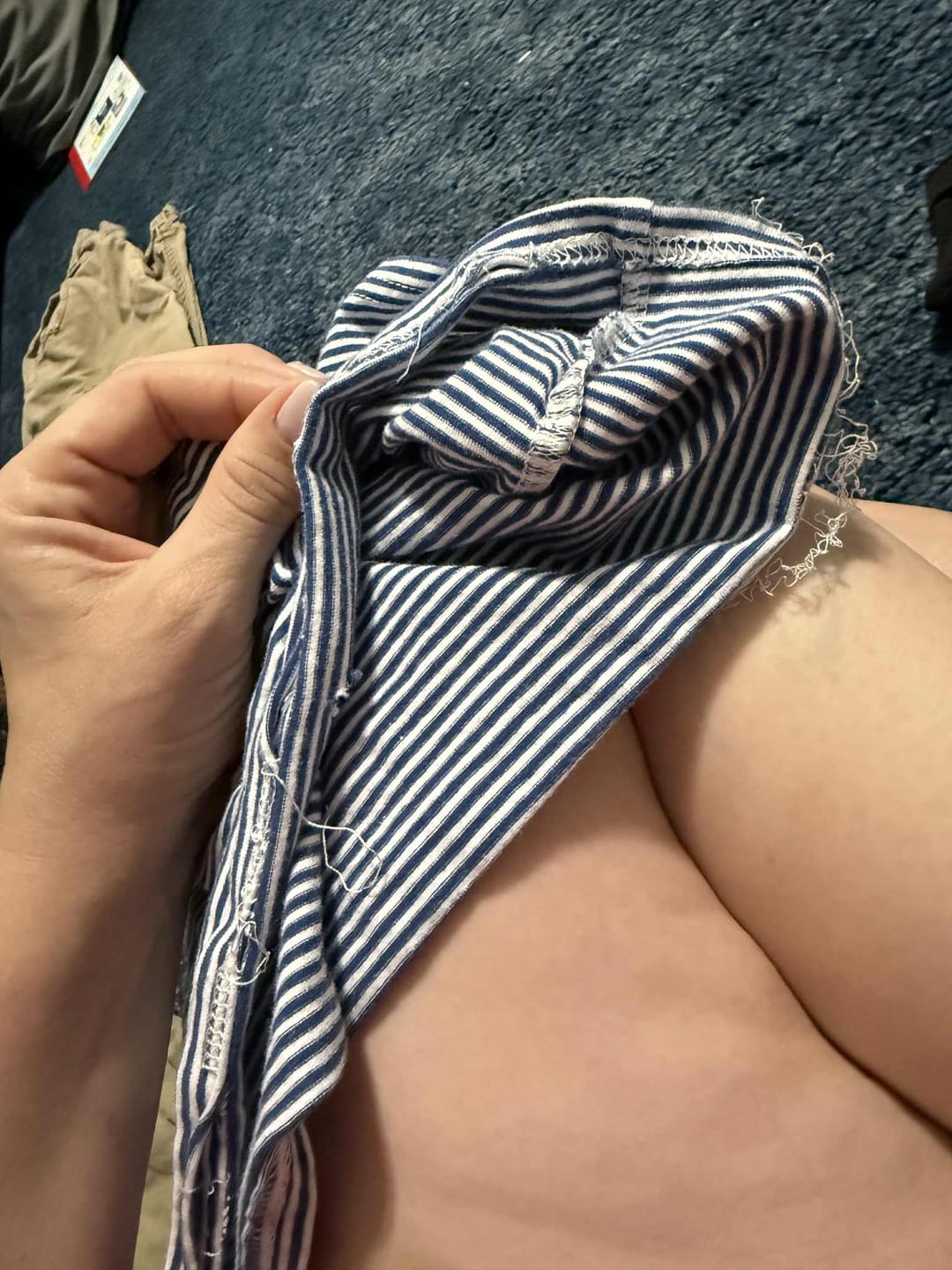 Customer photo review of Unisex Stripe Short Sleeve Shirt