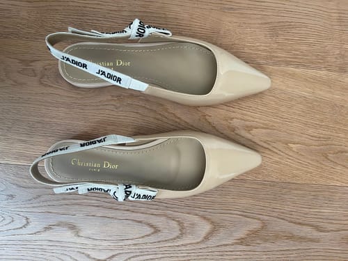 Customer photo review of JAdior Slingback Flat Beige Patent Calfskin